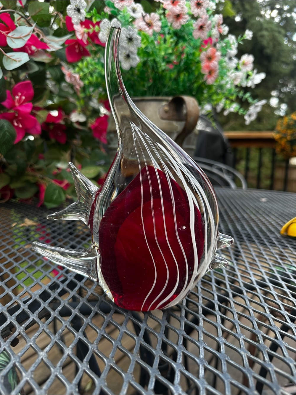 Vintage Murano Style Glass Red Fish Figurine Home Accent